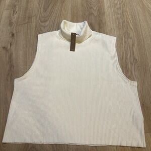 NWT!‎ J Crew Women's Sleeveless Turtleneck Sweater Sz XXL Ivory. Minimalist